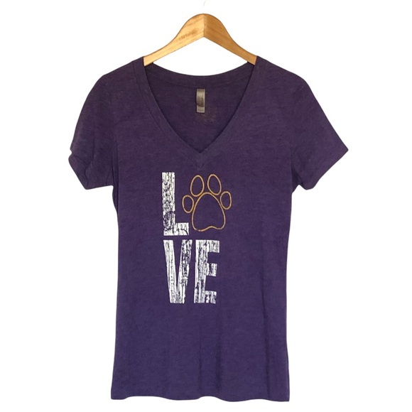 FLEURTY GIRL Purple LSU Love V-Neck Tee - Picture 1 of 3